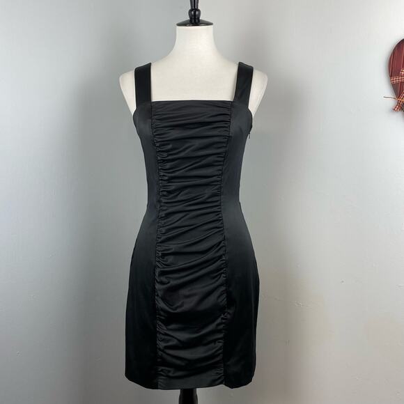 GUNNE SAX by Jessica McClintock Vintage Black  Ruched Cutout Mini Dress Sz 7 - Picture 1 of 9